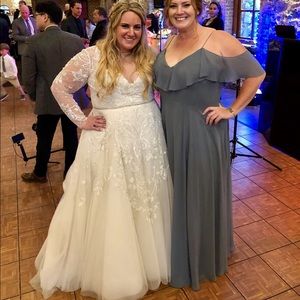 Jenny Yoo Denmark Blue Chiffon Mila Dress -size 24